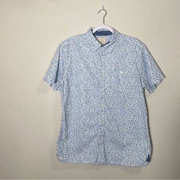 Hope & Henry Blue Floral Linen Blend Casual Button Up Shirt Boys Size Large - Picture 14 of 15